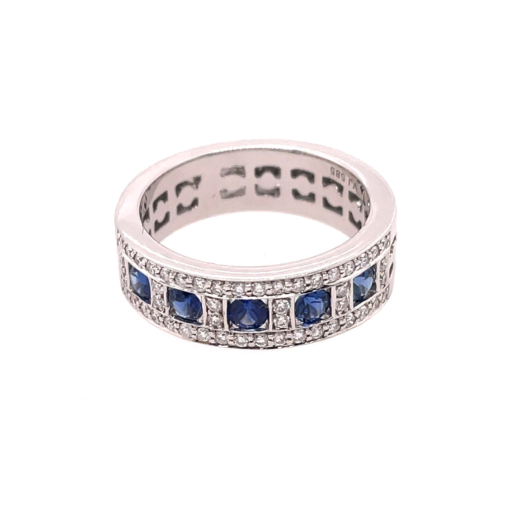 14kt White Gold Sapphire And Diamond Band