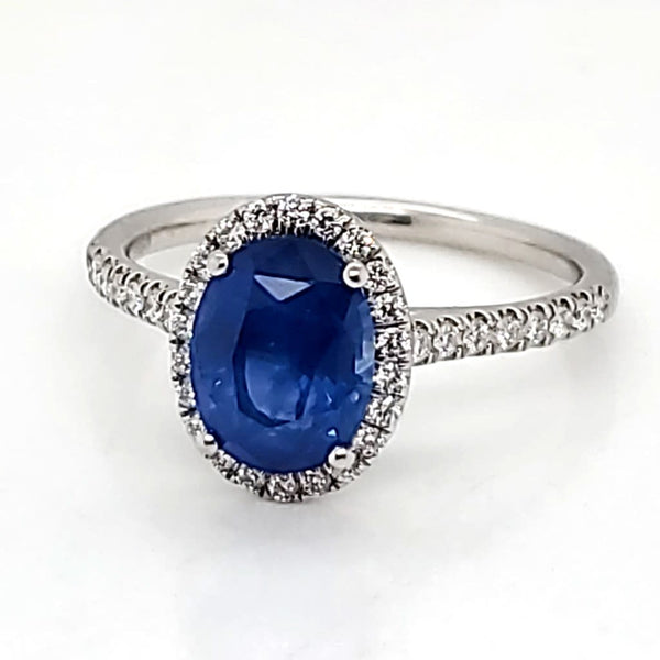 Platinum Sapphire and Diamond Ring