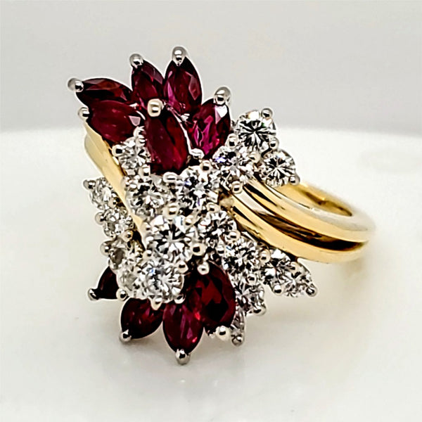 18kt Yellow Gold Diamond and Ruby Ring