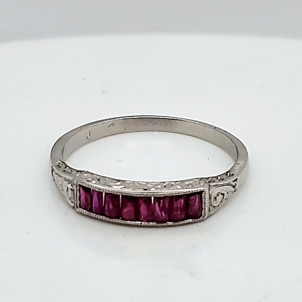 Vintage Platinum and Ruby Band