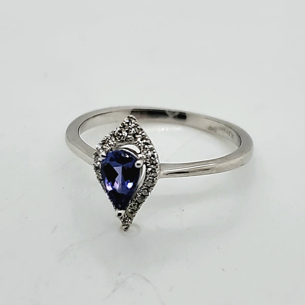 14kt White gold Sapphire and Diamond Ring