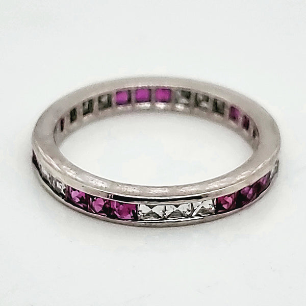 Platinum Diamond & French Cut Ruby Band