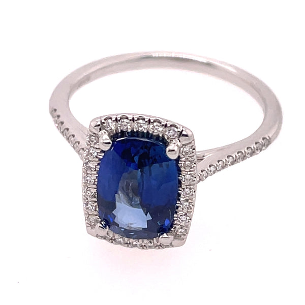 14kt White Gold Sapphire And Diamond Ring