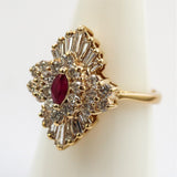 14kt Yellow Gold Diamond & Ruby Ring