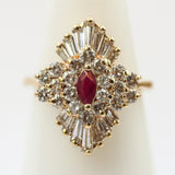 14kt Yellow Gold Diamond & Ruby Ring