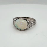 Art Deco Platinum Opal and Diamond Ring