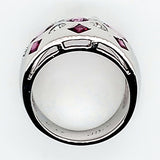 Platinum Wide Diamond Pink Sapphire and Ruby Ring