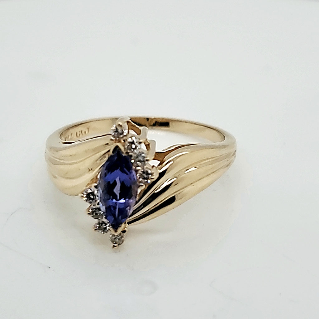 14kt Yellow Gold Tanzanite and Diamond Ring