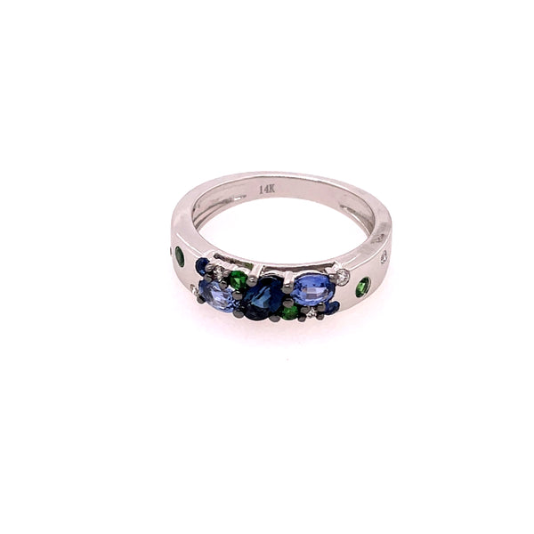 14kt White Gold Multi Gemstone Ring