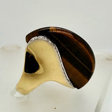 Unique 18kt Yellow gold tigers Eye and Diamond Designer Ring