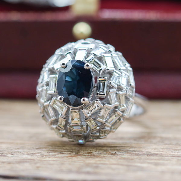 14kt White Gold Sapphire And Diamond Ring