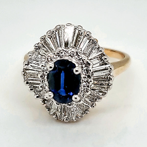 14Kt Yellow And White Gold Sapphire And Diamond Ring