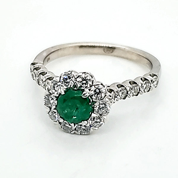 14kt White Gold Emerald and Diamond Ring