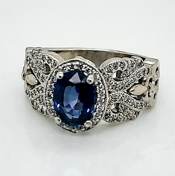 14kt White Gold Sapphire and Diamond Ring