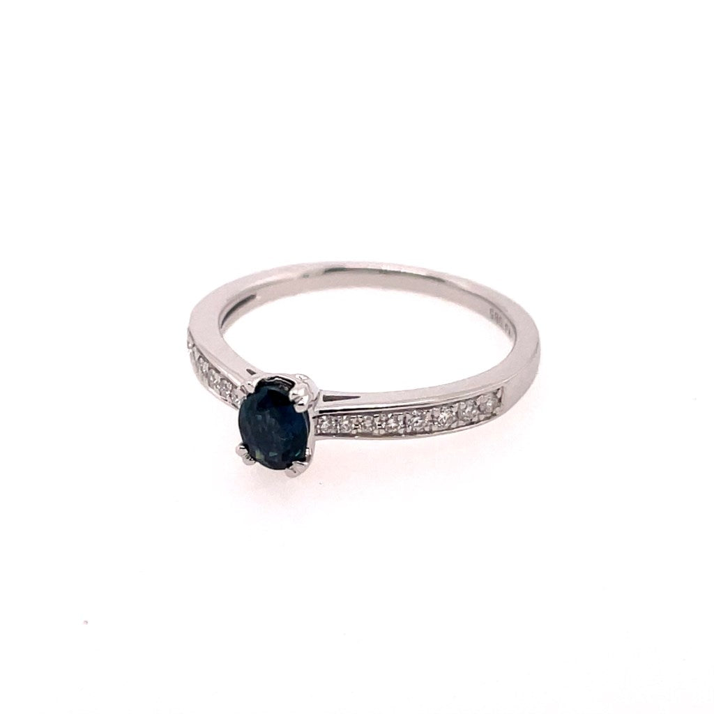 14kt White Gold Sapphire And Diamond Ring