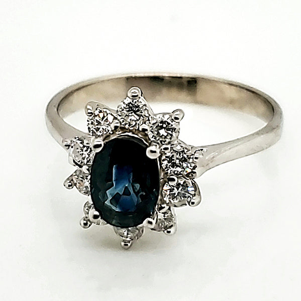 14kt White Gold Sapphire and Diamond Ring