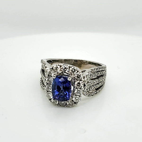 14kt White Gold Tanzanite and Diamond Ring