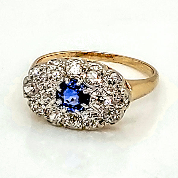 Vintage 14kt Sapphire and Diamond Ring