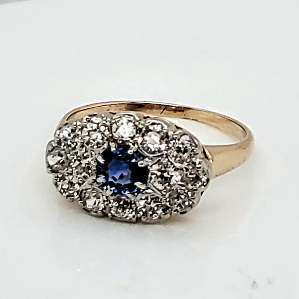 Vintage 14kt Sapphire and Diamond Ring