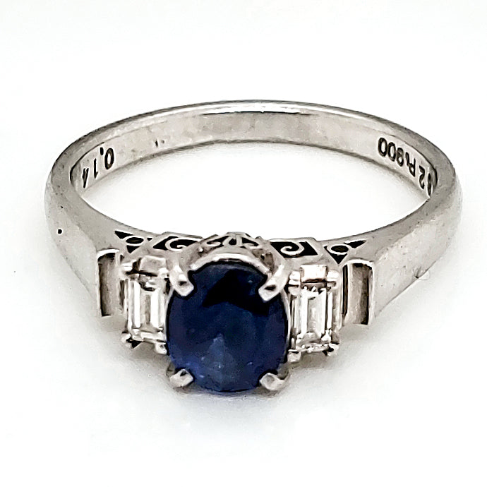 Platinum Sapphire and Diamond Ring