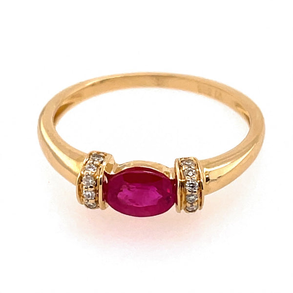 14kt Yellow Gold Ruby And Diamond Ring