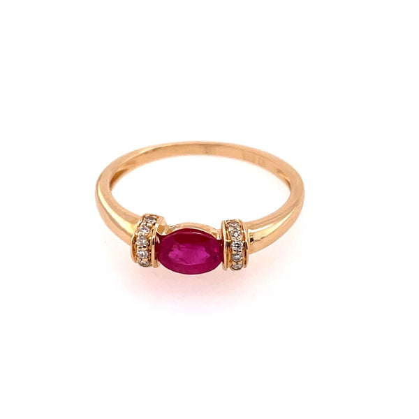 14kt Yellow Gold Ruby And Diamond Ring