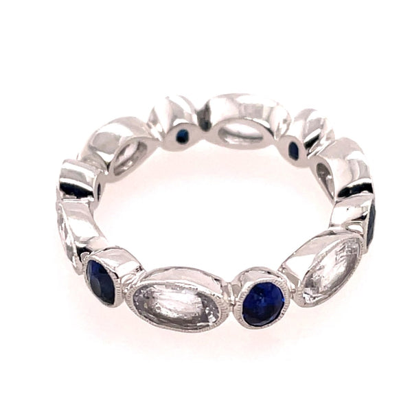 14kt White Gold Eternity Blue And White Sapphire Band