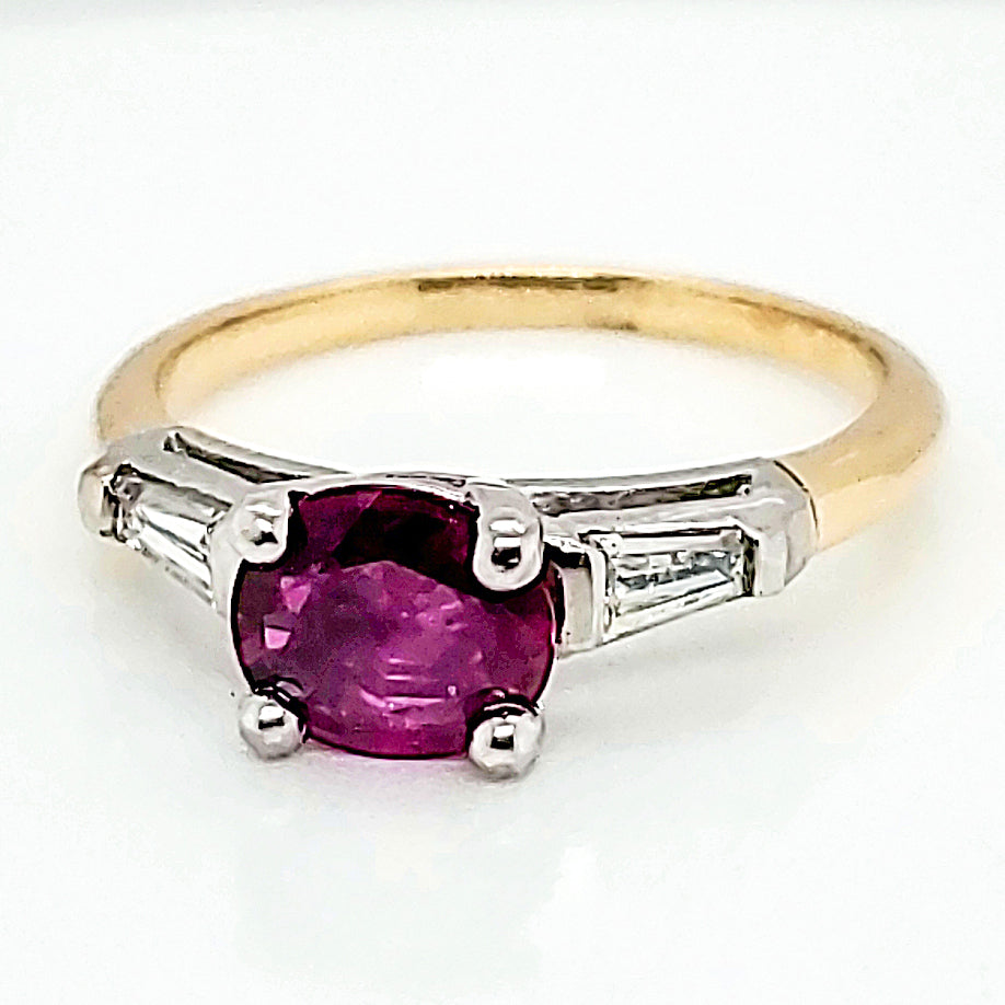 14kt Yellow Gold 1.07 Carat Ruby and Diamond Ring