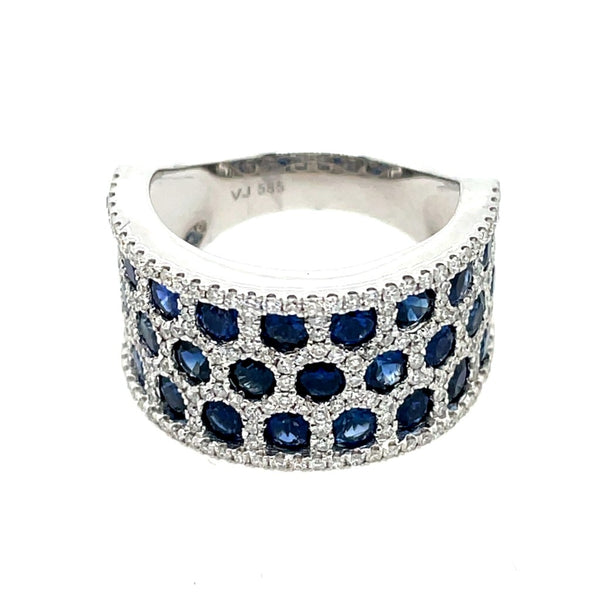 14kt White Gold Sapphire And Diamond Band