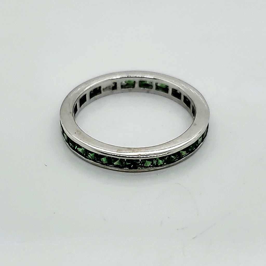 14kt white gold Tsavorite Garnet Eternity Band