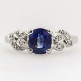 Art Deco Platinum Sapphire and Diamond Ring