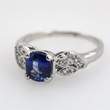 Art Deco Platinum Sapphire and Diamond Ring