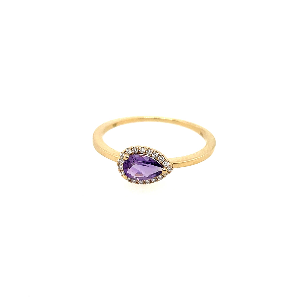 14kt Yellow Gold Amethyst And Diamond Ring