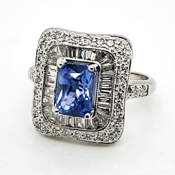 14kt White Gold Sapphire and Diamond Ring