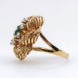 Vintage 14kt Yellow Gold Diamond and Emerald Ring