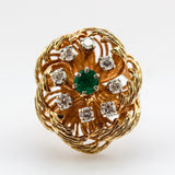 Vintage 14kt Yellow Gold Diamond and Emerald Ring