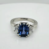 Platinum Ceylon Sapphire and Diamond Ring