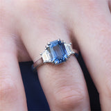 Platinum Ceylon Sapphire and Diamond Ring