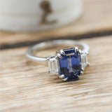 Platinum Ceylon Sapphire and Diamond Ring