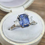 Platinum Ceylon Sapphire and Diamond Ring