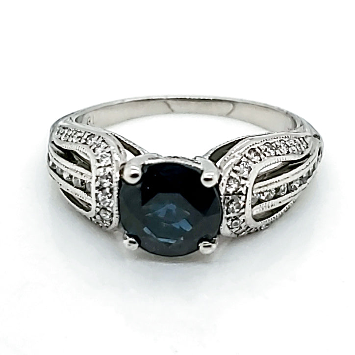 Platinum Sapphire and Diamond Ring