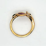 The End of Eden By Candace Wade Hand Fabricated 22kt Yellow Gold Ruby Emerald and Diamond Ring