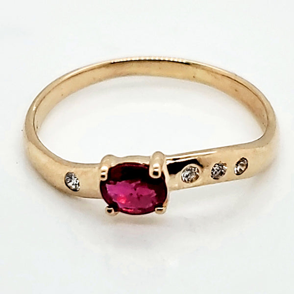 14kt Yellow Gold Ruby and Diamond Ring