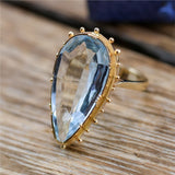 Vintage 14kt Yellow Gold Pear Shaped Aquamarine Ring