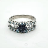 Platinum Alexandrite and Blue and White Diamond Ring