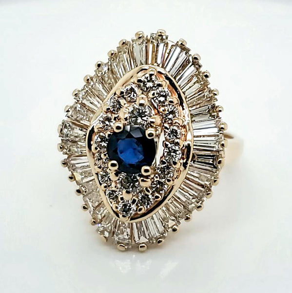 14kt Yellow Gold Sapphire and Diamond Ballerina Ring