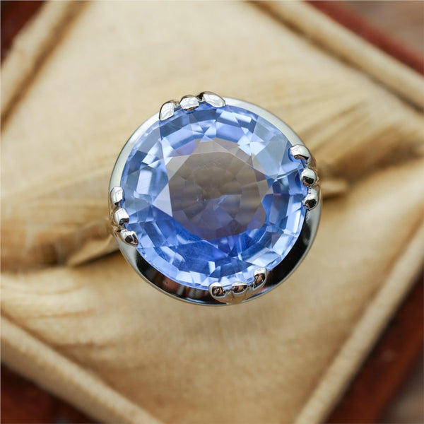 8.19 Carat No Heat Sapphire in Platinum French Mounting