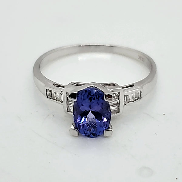 14Kt White Gold Diamond and Tanzanite Ring