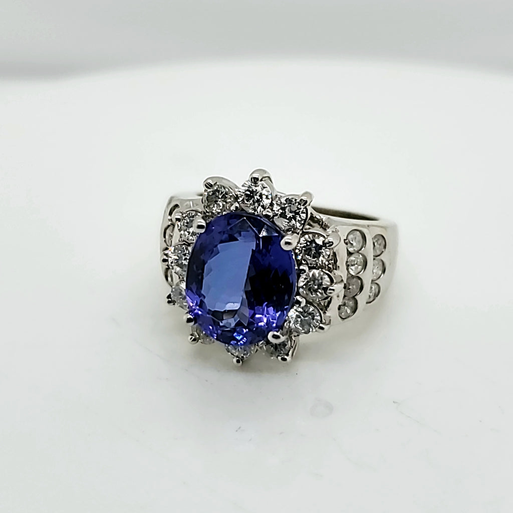 14kt White Gold Tanzanite and Diamond Ring