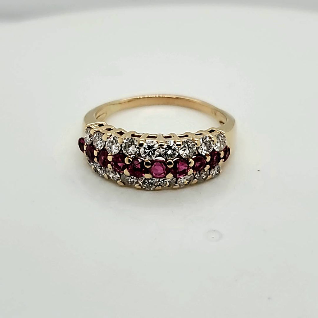 14kt Yellow Gold Ruby and Diamond Band Ring